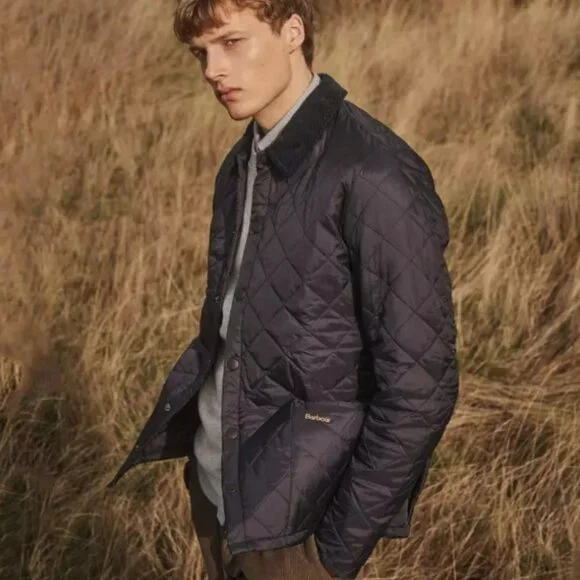 Barbour Men's Liddesdale Quilted Jacket MSRP $ 270 in Navy British Heritage - Picture 2 of 16